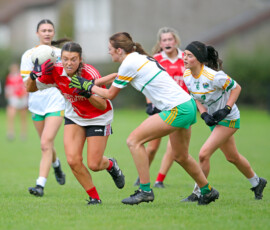 Action from the Waterford LGFA Junior C County Final between Na Deise & Stradbally which was played in the Dungarvan GAA grounds