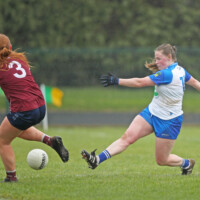 Waterfords Chloe Fennell rifles a shot to the back of the Galway net to score EWaterfords 1st goal of the game