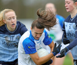 Waterfords Cora Murray on top of her defensive duties during the LIDL National Football League Div 1 Rd 3 game between Waterford & Dublin which was played in the Dungarvan GAA grounds