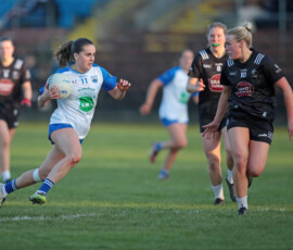 Waterfords Kellyann Hogan runs at the Kildare defence during the Lidl National Football League Division 1 Rd 6 game between Waterford & Kildare which was played in Cappoquin Logistics Fraher Field
