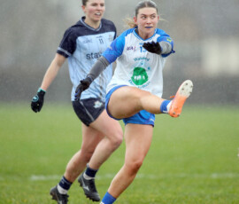 Waterford's Lauren McGregor takes on a scoring chance during the LIDL National Football League Div 1 Rd 3 game between Waterford & Dublin which was played in the Dungarvan GAA grounds
