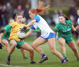 Waterfords Maeve Daly sets up to fire a shot after finding space in the Meath area during the LIDL National Football League Rd 4 game between Waterford & Meath which was played in Dungarvan GAA Grounds